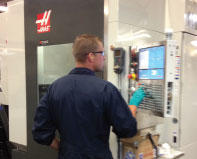 Haas UMC-750 5-axis machine in operation on the Westcoast Cylinder shop floor.
